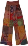 Small Waist Desert Rose Boho Mixed Patchwork Straight Pants