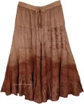 Old Copper Ombre Midi Western Skirt