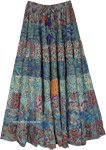 Coral Blue Multi Panel Maxi Long Skirt