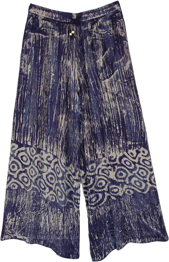 Camel Blue Wide Leg Flowy Casual Pants | Blue | Split-Skirts-Pants ...