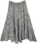 Grey Floral Renaissance Midi Skirt