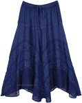 Dark Blue Renaissance Skirt with Glitter Embroidery