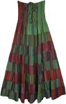 Forest Green Patchwork Skirt Dress with Smocked Waist