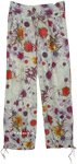 Sheer Printed Sparkle Tie-Bottom Boho Pants