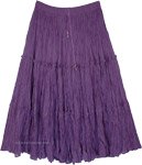 Purple Magic Mid Length Tiered Cotton Skirt
