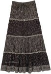 Black White Maiden Crinkle Cotton Long Skirt