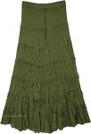 Forest Beauty Broomstick Seven Tiered Cotton Skirt