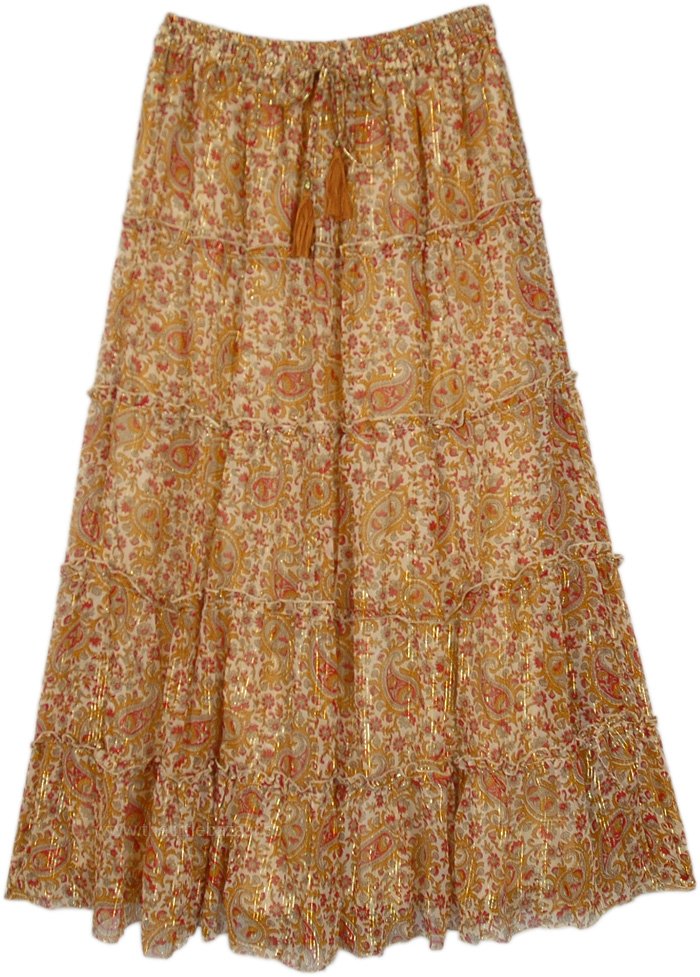 Soft Sparkle Pixie Brown Vintage Skirt | Brown | Maxi-Skirt, Printed