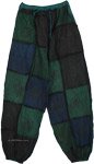 Deep Sea Mixed Patchwork Harem Pants with Drawstring Elastic Waist