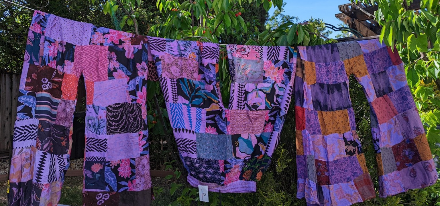 Purple Garden Patchwork Bohemian Trousers