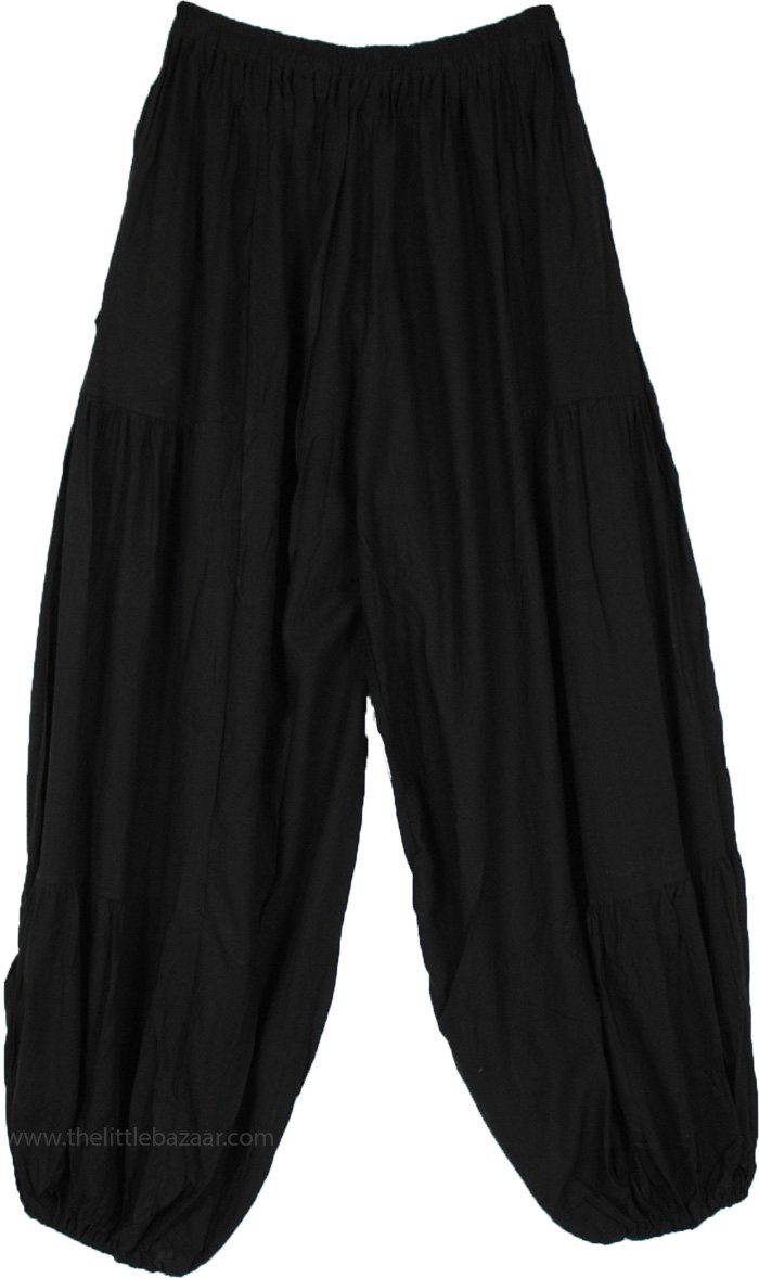 Charcoal Solid Rayon Harem Trousers
