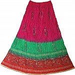 Maroon Flush Crinkle Ethnic Skirt
