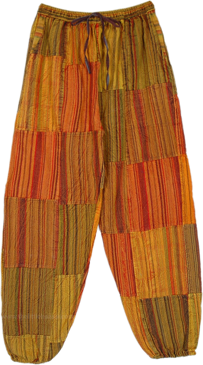 Beauty Flames Striped Patchwork Harem Pants