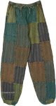 Forest Bloom Striped Patchwork Harem Cotton Pants