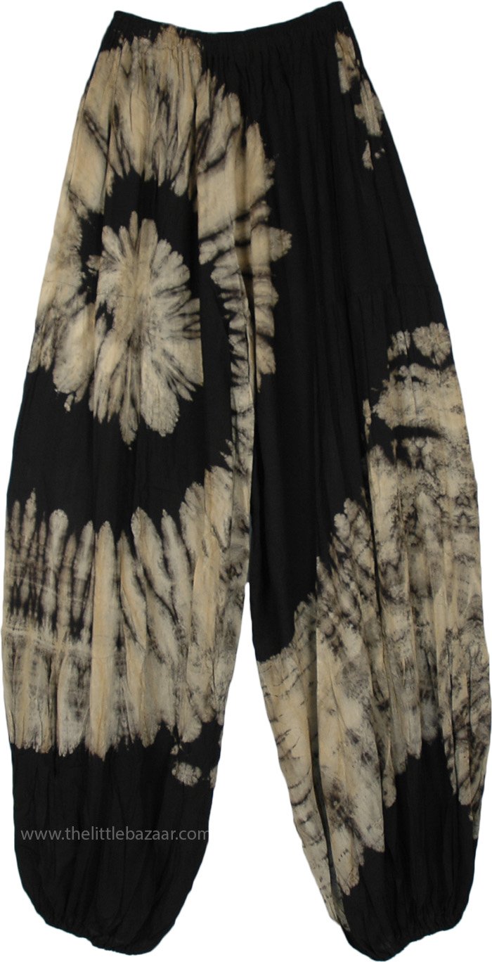 Ebony and Ivory Tie Dye Swirl Tall Harem Pants