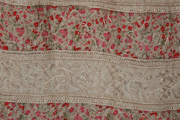 Beige Beauty Straight Leg Pants with Floral Pink Radiance