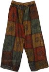 Brown Luster Mixed Patchwork Pants with Flexible Waist