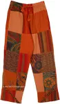 Burnt Orange Hippie Lounge Patchwork Cotton Pants