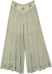 Pistachio Washed Wide Leg Boho Pants