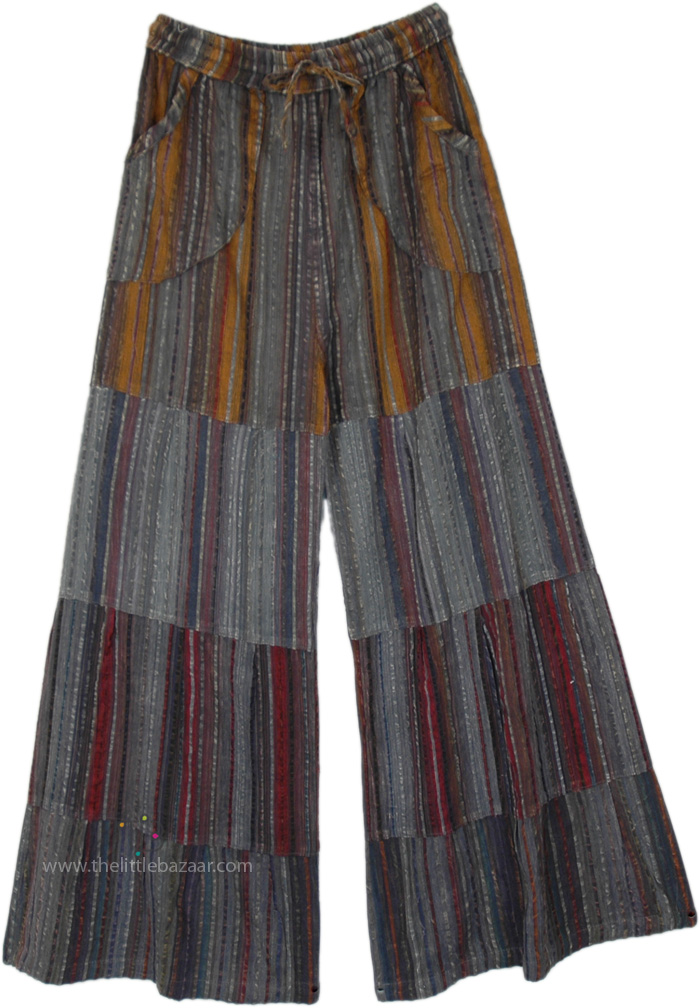 Cosmic Grey Wide Leg Bohemian Pants