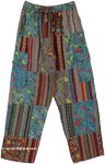 Artistic Whimsy Patchwork Hippie Mushroom Pants