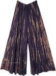 Hipster Navy Blue TieDye Split Skirt Pants
