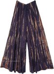 Hipster Navy Blue TieDye Split Skirt Pants