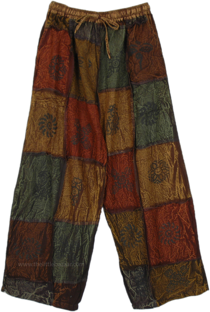 Tall Brown Luster Mixed Patchwork Pants