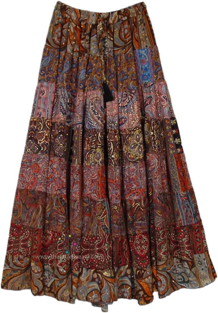 Romantic Legion Multi Panel Maxi Long Skirt | Brown | Patchwork, Maxi ...