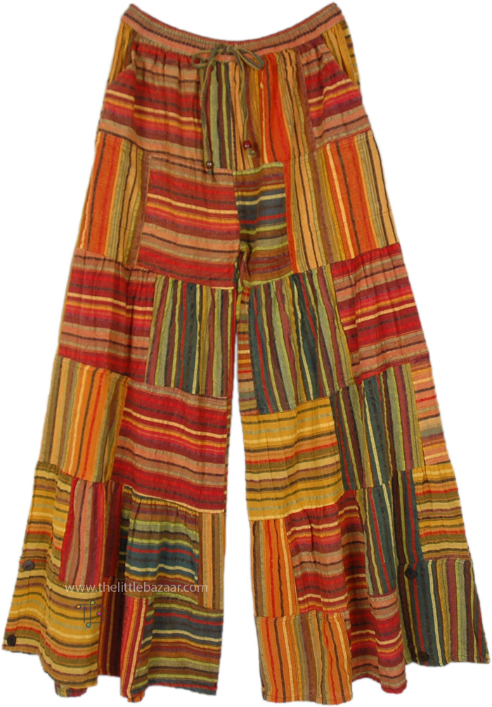 Citrus Bright Bohemian Patchwork Cotton Pants