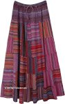 Purple Love Striped Patchwork Hippie Long Skirt