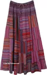 Purple Love Striped Patchwork Hippie Long Skirt