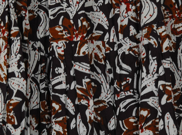 Brown Petals Cotton Boho Long Skirt