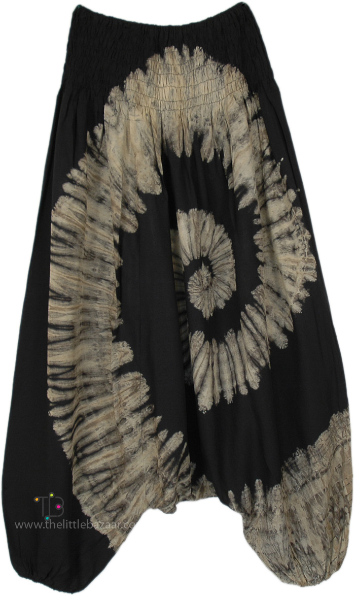 Ebony and Ivory Tie Dye Swirl Aladdin Pants