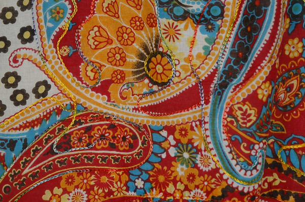 Red Paisley Paradise Cotton Dress with Embroidery