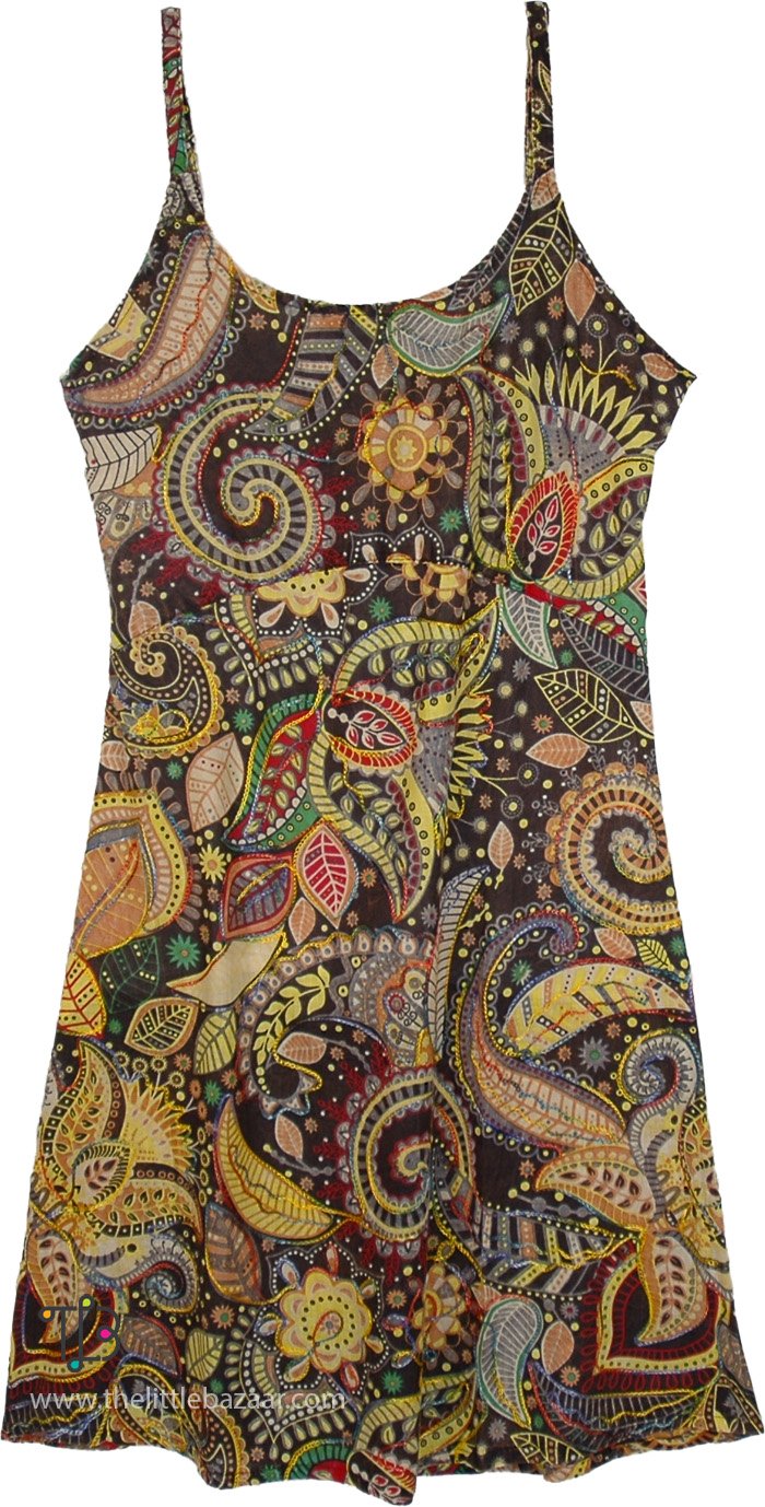 Sunset Paisley Knee-Length Cotton Summer Dress