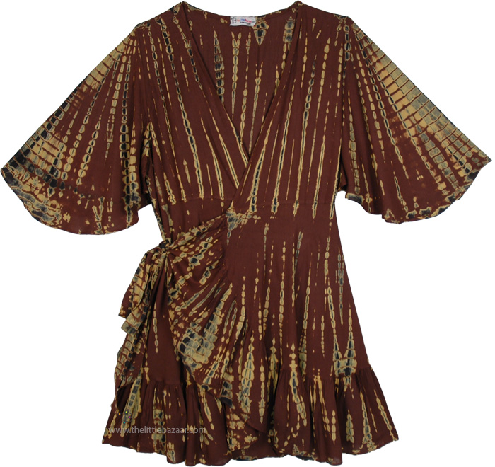 Amber Glow Wrap Around Butterfly Sleeve Sundress