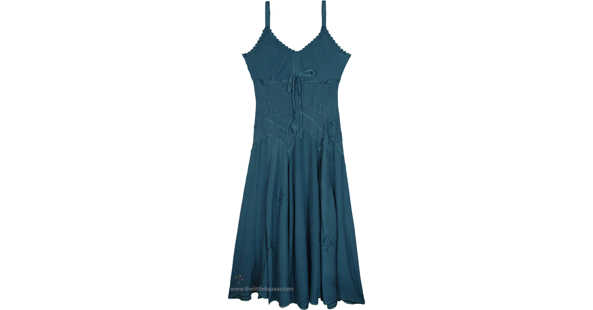 Peacock Green Western Renaissance Maxi Dress-S in Rayon by TLB