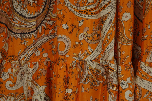 Tangerine Paisley Tiered Boho Summer Maxi Dress