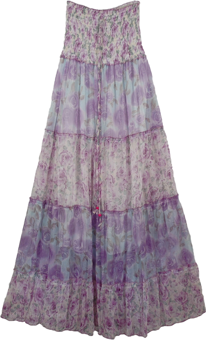 Light Blue Floral Long Dress - Clearance - Sale on bags, skirts ...