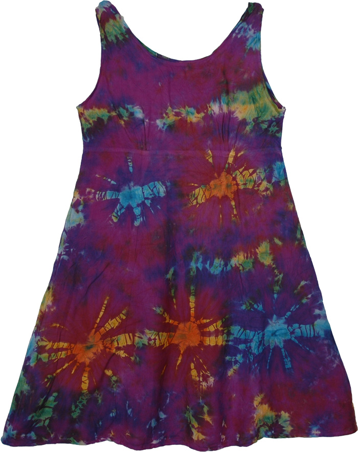 Purple Tie Dye Short Dress