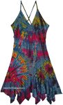 Cute Hippie Strapped Back Dress with Color Tie Dye [3640]
