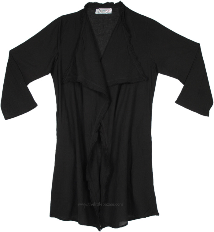 Black Silhouette Cotton Coverup Shrug Cloak