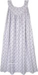 Lavender Vine White Sleeveless Cotton Night Dress