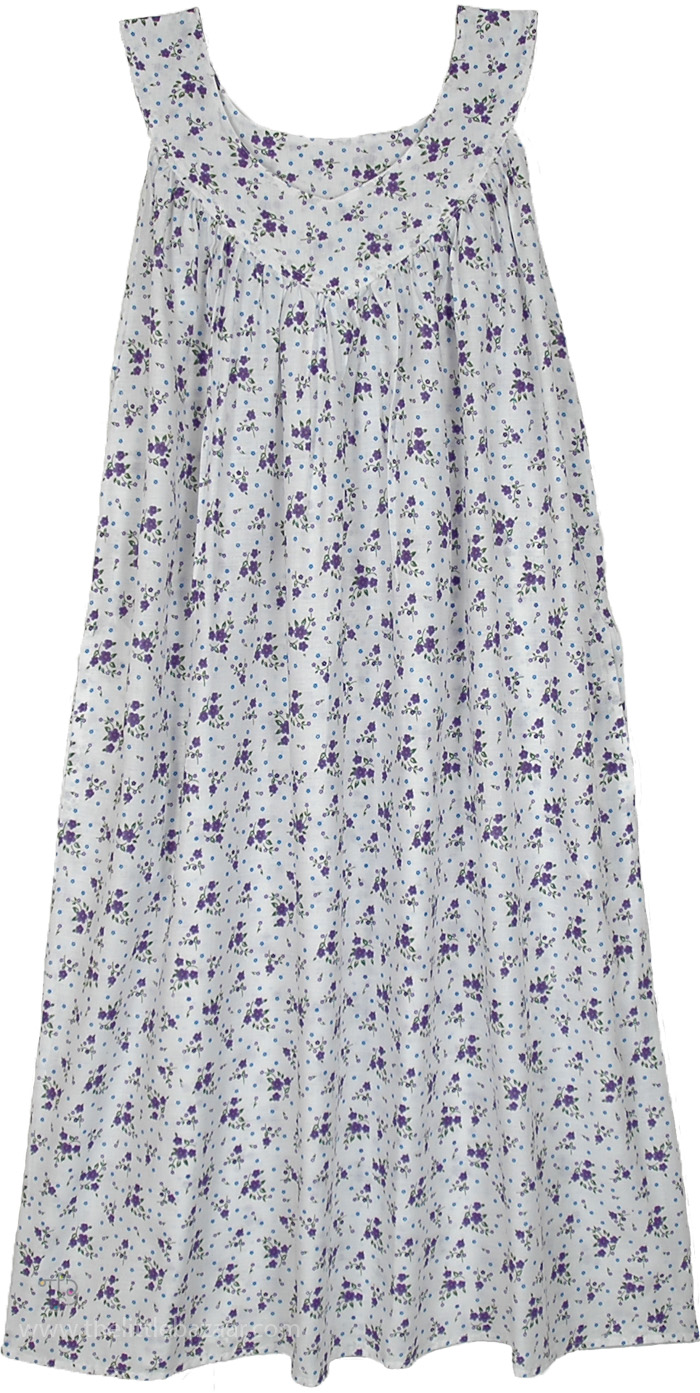 Lavender Garden Printed Cotton Night Dress