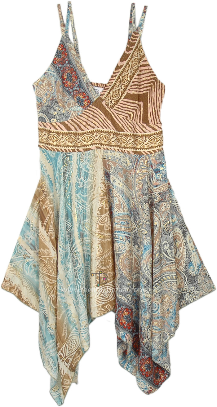 Boho Stiletto Patchwork Uneven Flowy Dress