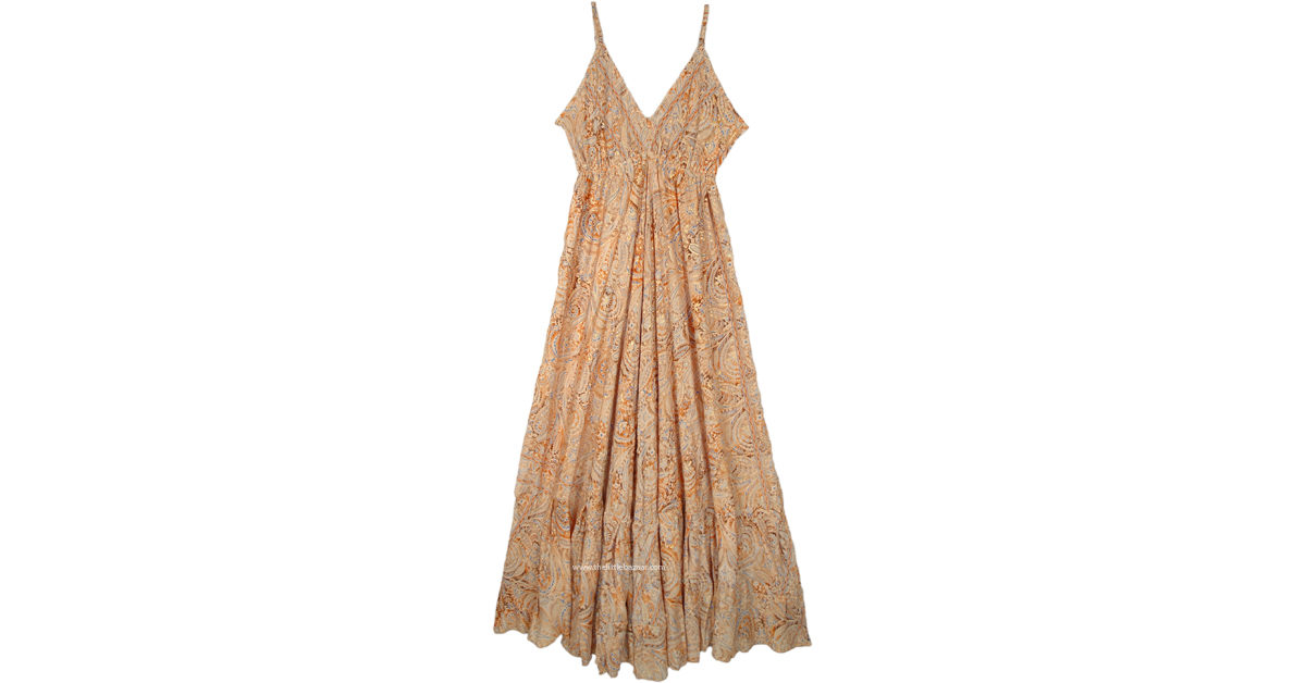 Orangina Enigma Cream Maxi Long Dress in Silk and Viscose by TLB