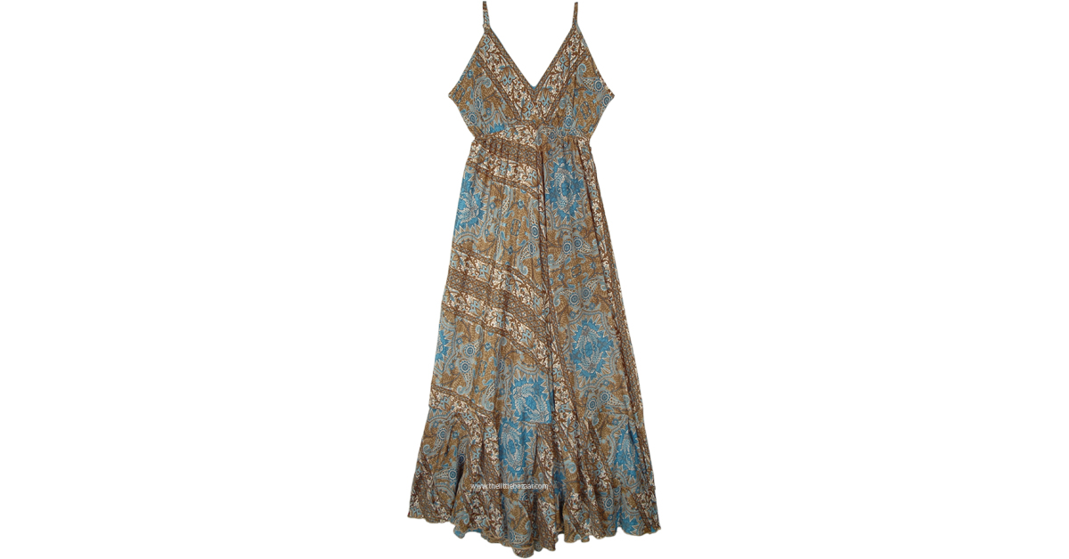 fitted lace wedding dress Lindsey Brown Bali Yellow And Turquoise Print Midi Maxi Dress – Izzi of  Baslow