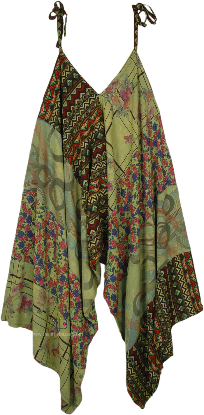 Green Garden Patchwork Free Flow Jumpsuit