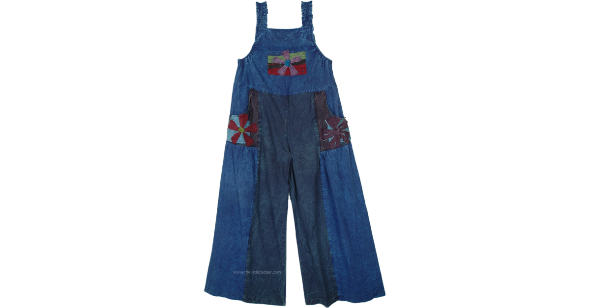 Vibrant Flower Blue Navy Bohemian Jumpsuit | Dresses | Blue ...
